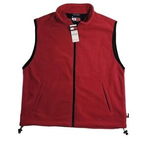 Tommy Hilfiger L Red Full Zip  Vintage 90s Y2K Fleece Vest Polyester